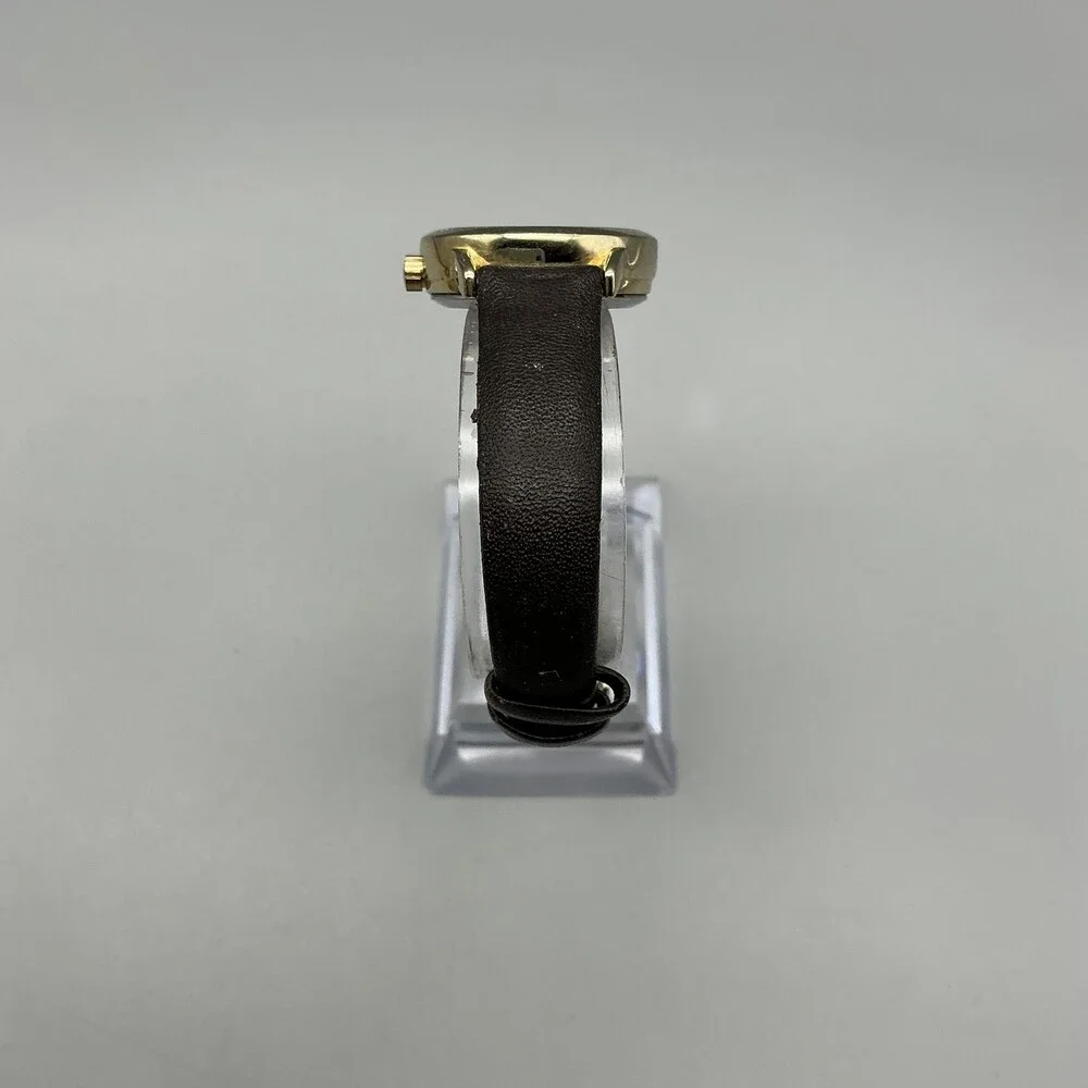 Timex Indiglo Womens Watch 25mm White Dial Leather Date Gold Tone New Battery